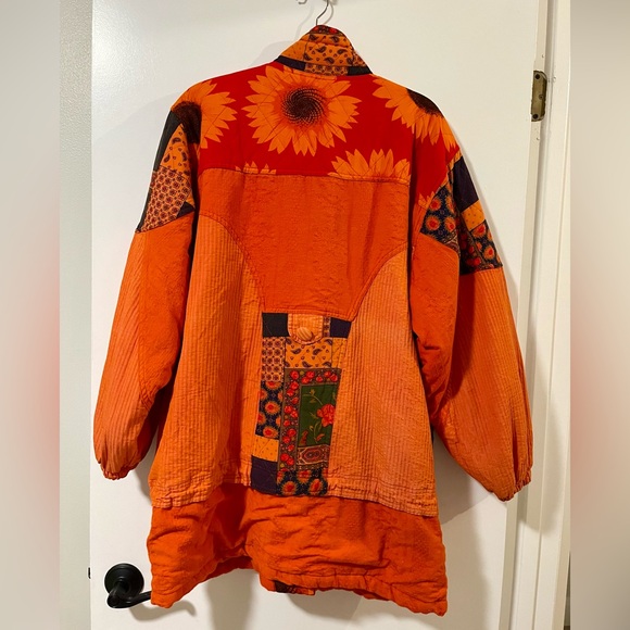 Vintage Quilted Floral Orange Jacket - Picture 2 of 5